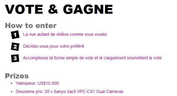 20 caméras Xacti et 10000$ à gagner #2