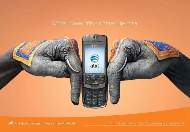 18 publicités créatives AT&T autour du monde avec des doigts