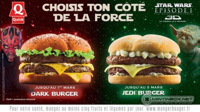 Un hamburger tout noir chez Quick pour le lancement de Star Wars Episode I en 3D #3