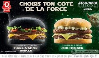 Un hamburger tout noir chez Quick pour le lancement de Star Wars Episode I en 3D