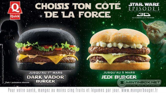Un hamburger tout noir chez Quick pour le lancement de Star Wars Episode I en 3D #2