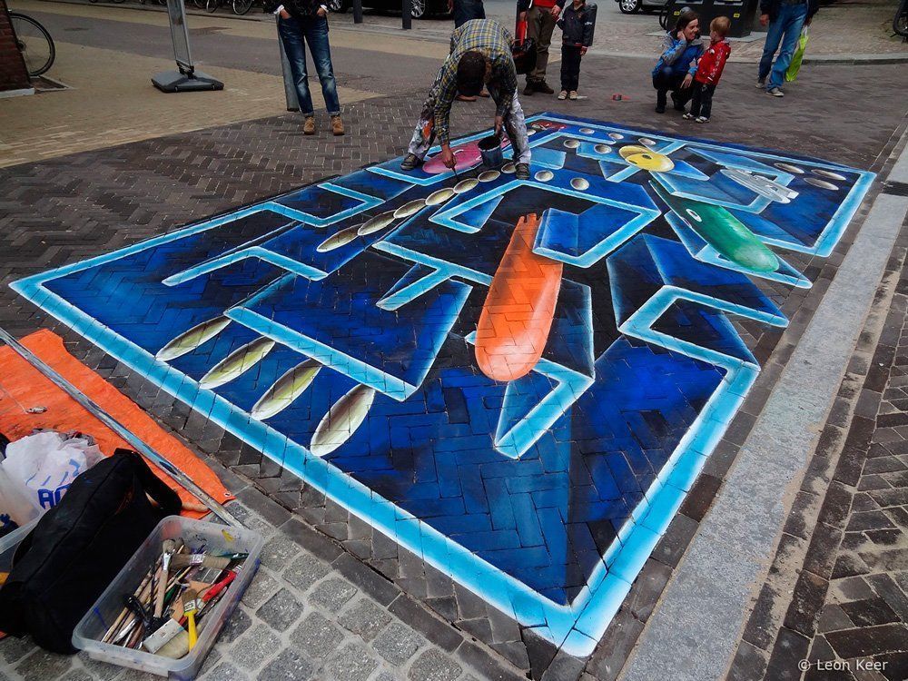 Street painting Pac-man en 3D #4