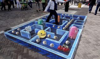 Street painting Pac-man en 3D #6