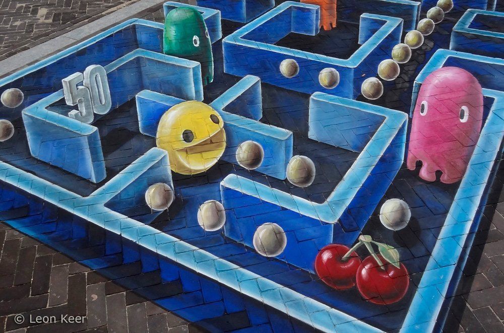 Street painting Pac-man en 3D #7
