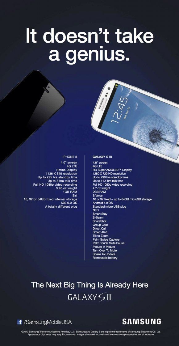 Publicité comparative : iPhone 5 vs Samsung Galaxy S3 #2