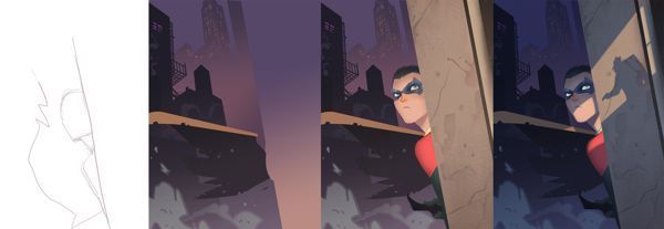 7 illustrations de Super Héros décomposées depuis l'esquisse jusqu'au rendu final #9