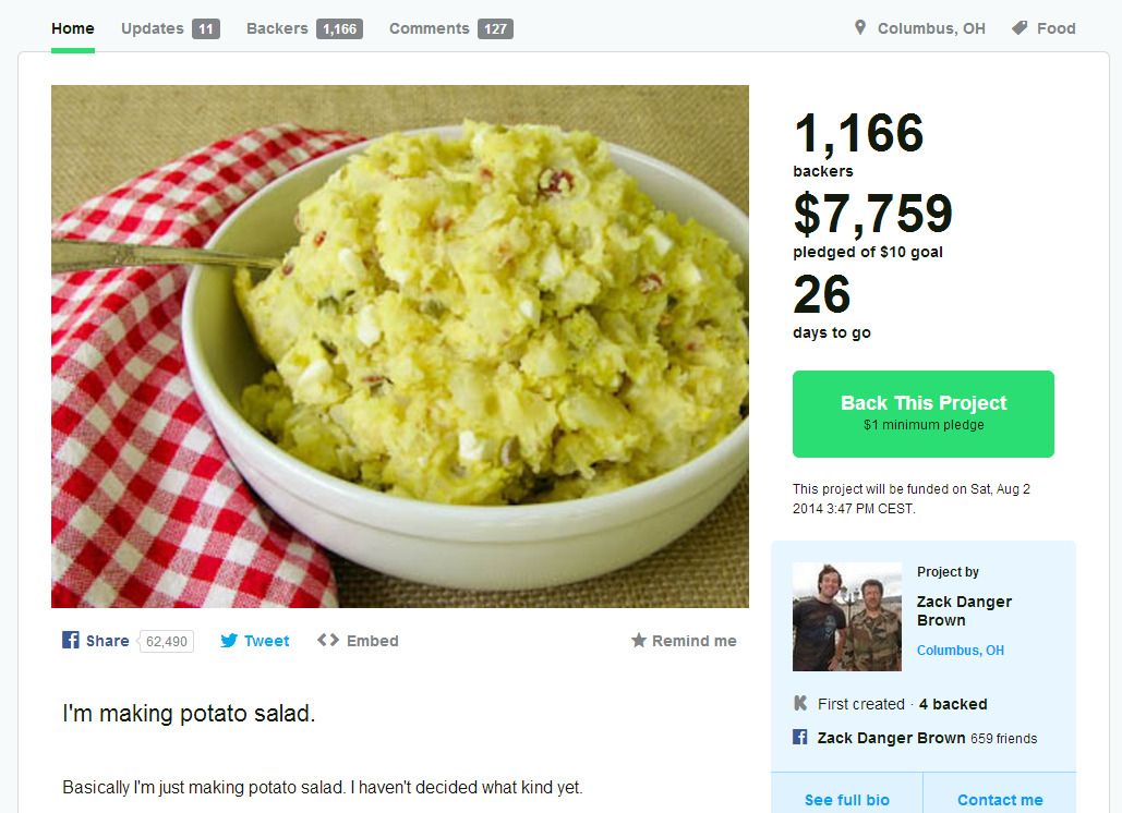 Il récolte 50 000$ sur KickStarter pour faire une salade de patates #2