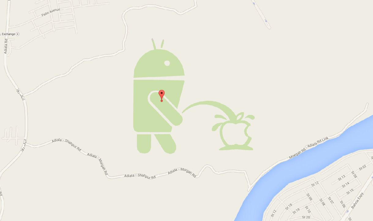 Android fait pipi sur Apple dans Google Maps