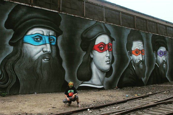 Street Art : Il peint les Tortues Ninja comme les peintres dont elles tirent leurs prénoms #7