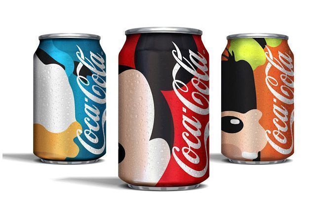 6 superbes canettes de Coca-Cola avec des personnages Disney stylisés