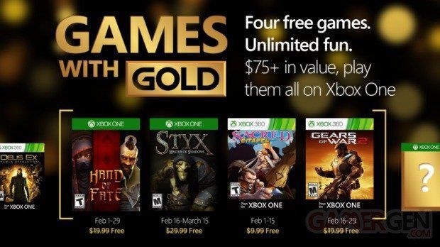 Games With Gold : 5 jeux gratuits pour Xbox One et Xbox 360 en Fevrier