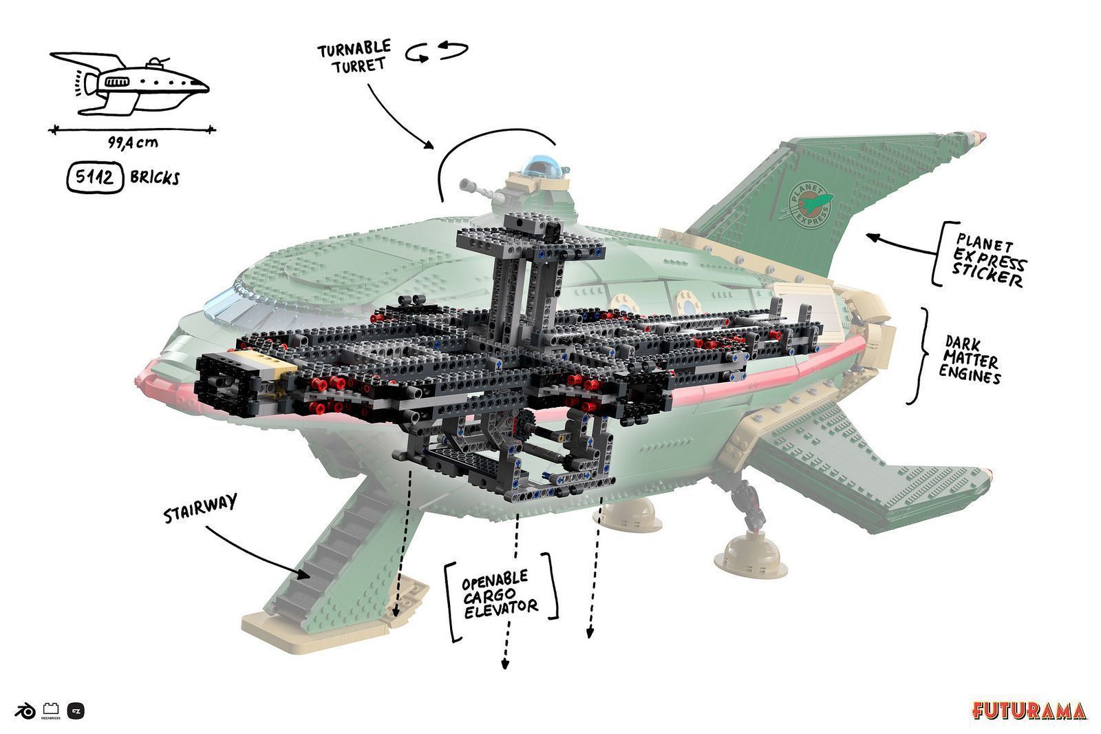 LEGO : une réplique du vaisseau de Futurama d'un mètre de long #3