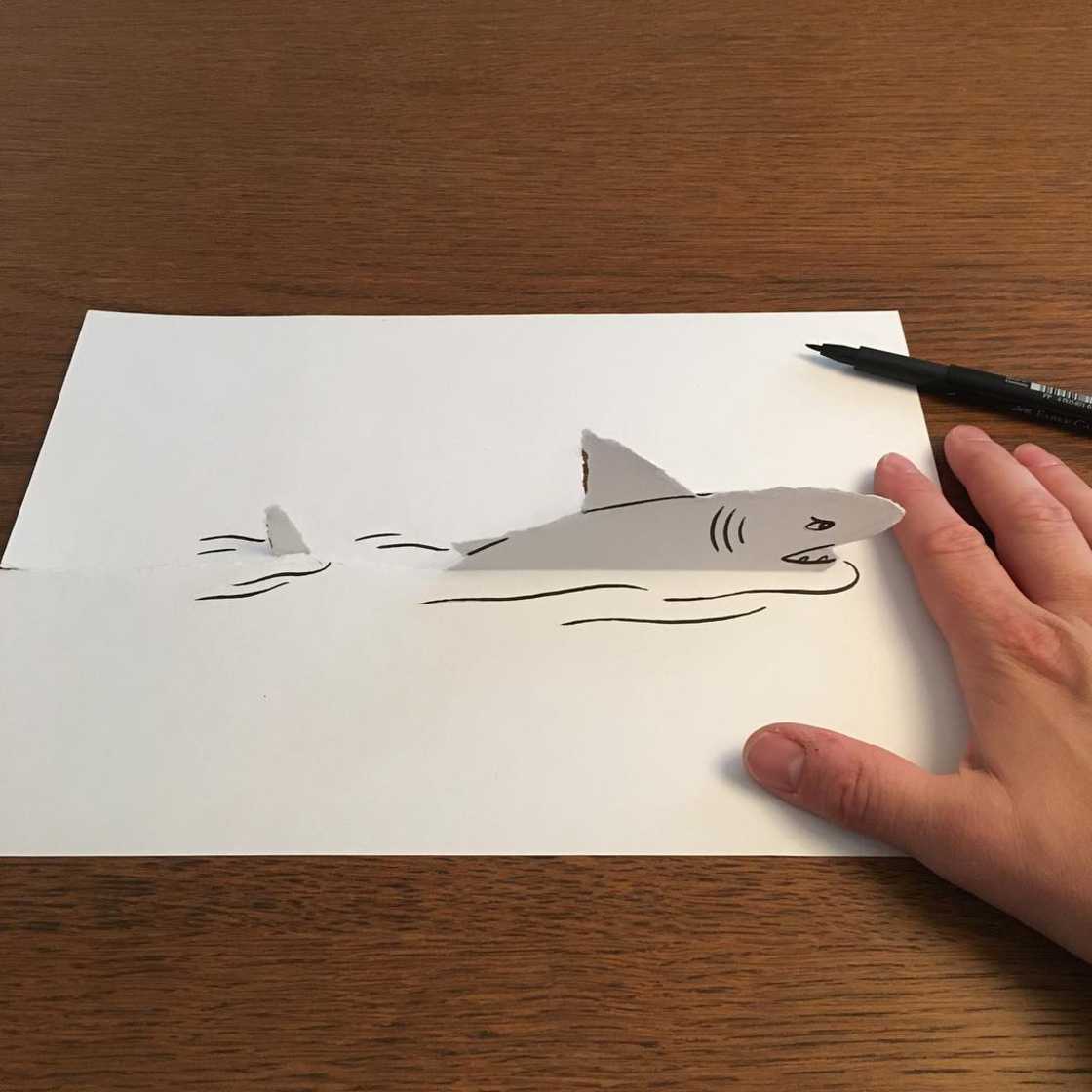 Cet illustrateur crée des scènes en 3D amusantes avec de simples feuilles blanches #8