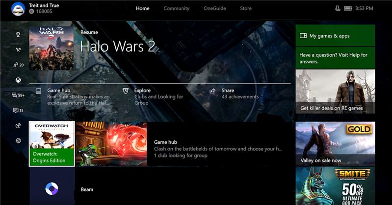 Xbox One : nouvel écran d'accueil, Beam, le point sur les nouveautés