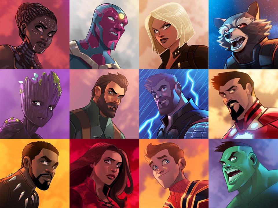 Les personnages d'Avengers Infinity War en version manga