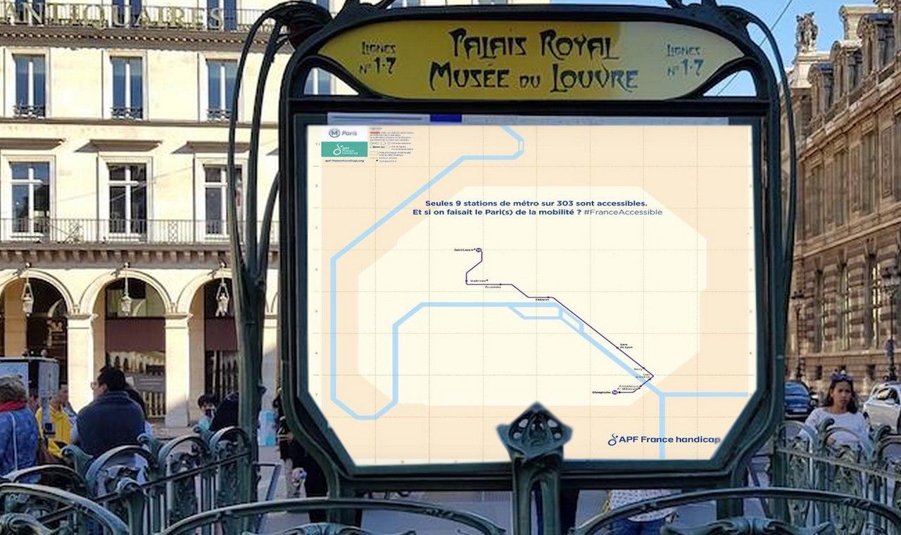 Ils détournent le plan du métro parisien et ne gardent que les stations accessibles aux handicapés