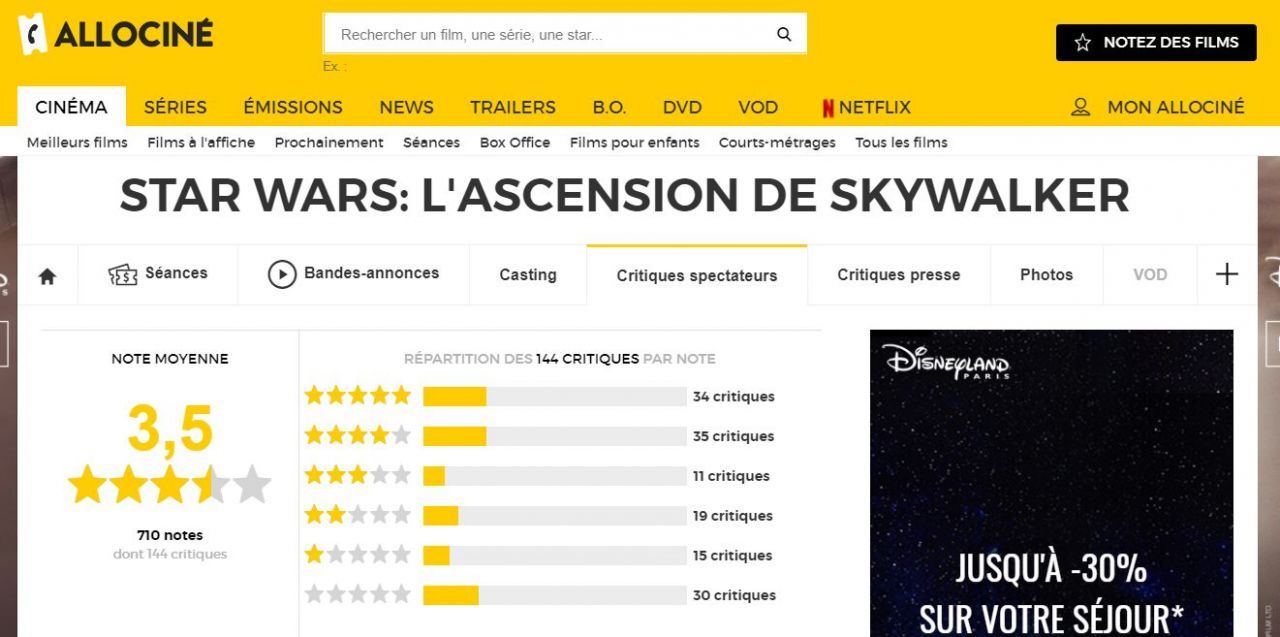Les avis des spectateurs français sur Star Wars 9 sont mitigés