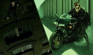 Matrix 4 : Neo et Trinity aperçus faisant de la moto et sautant d'immeubles en immeubles