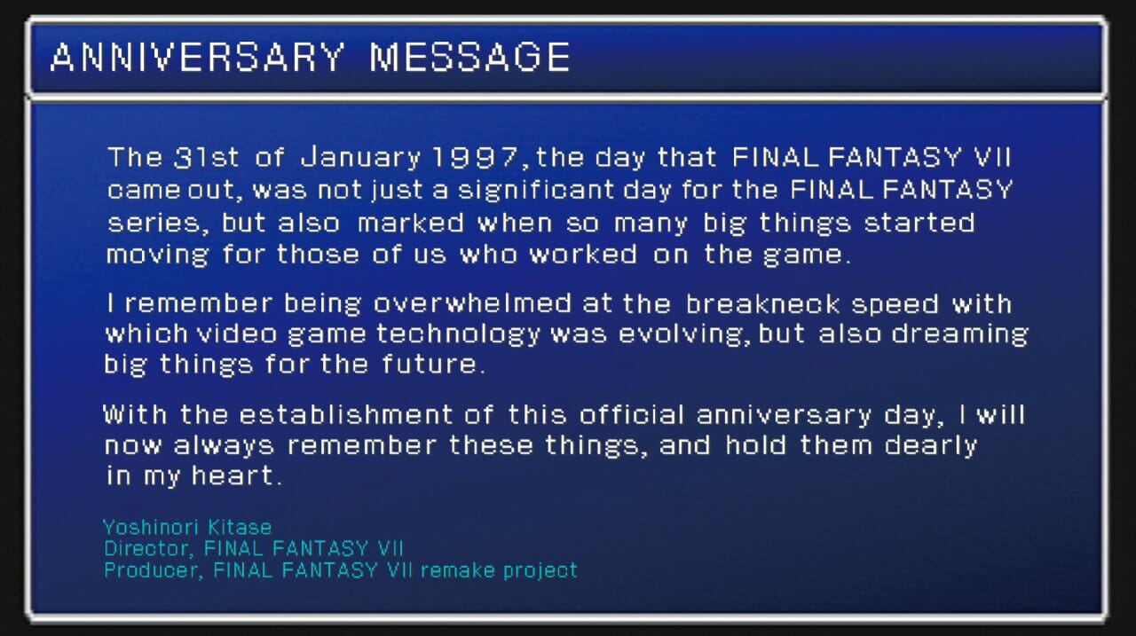 Le Japon instaure un jour de fête officiel dédié à Final Fantasy VII