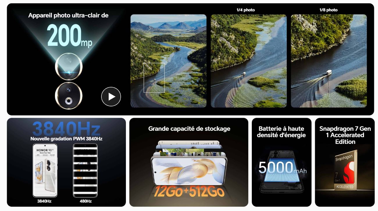 Le smartphone Honor 90 5G 200 Megapixels à 490€ en offre de lancement #2