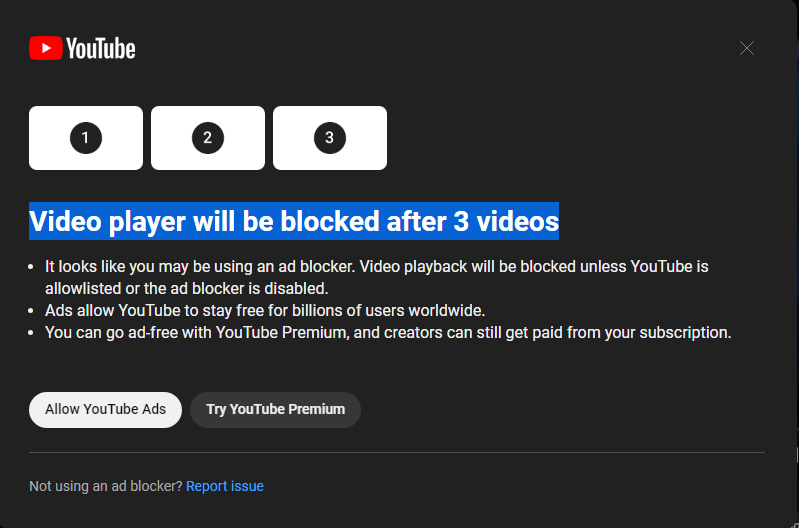 Vous ne pourrez plus regarder de vidéos Youtube avec un bloqueur de publicité