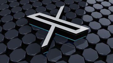 a cross on a black surface surrounded by hexagonal hexagonals