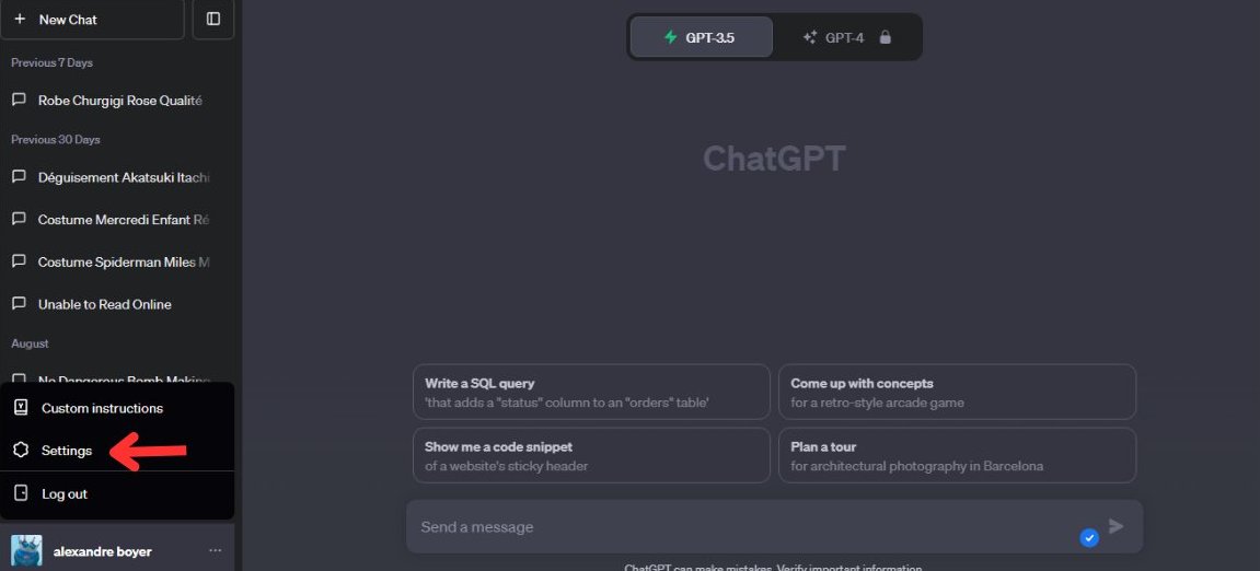 Supprimez votre historique sur ChatGPT pour l'empêcher de s'entraîner sur vos conversations #2